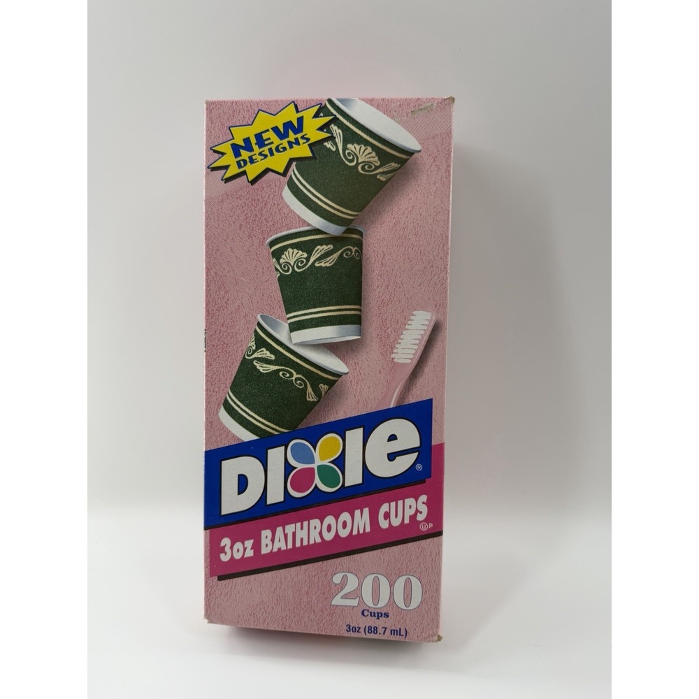 Vintage Dixie Bathroom Disposable Paper Cups 3oz Neoclassical Green 200 New Box